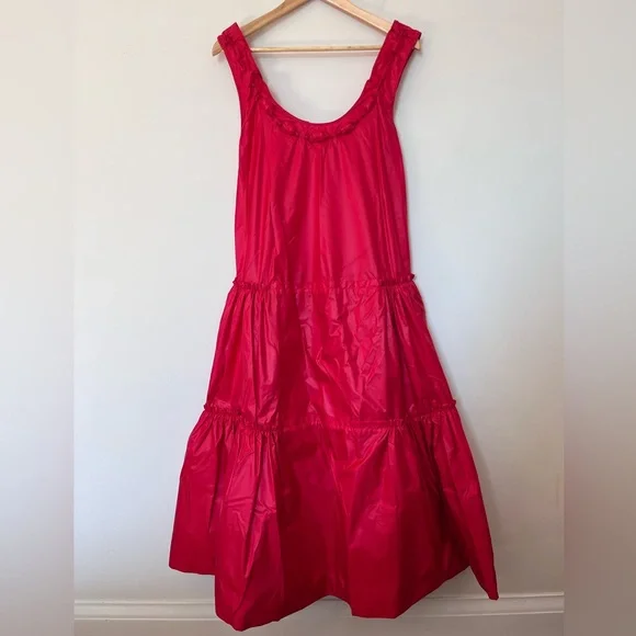 Rare Moschino 2008 Runway Silk Red Maxi Dress Puffball Bubble Hem Womens Size 8 - Picture 3 of 17